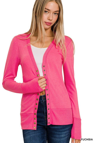 Zenana Women's Cardigans Snap Button Cardigan