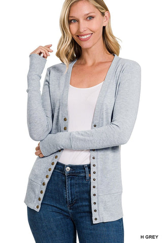Zenana Women's Cardigans Snap Button Cardigan