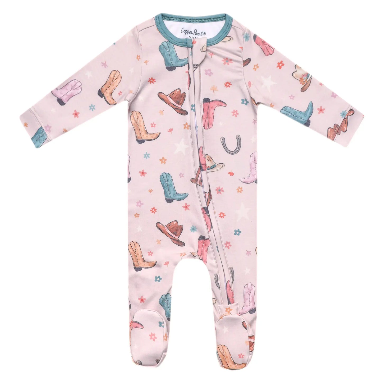Copper Pearl Zip Up Footie