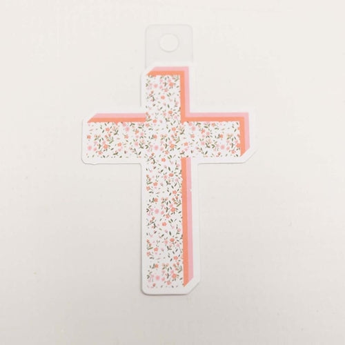 Cross Floral Sticker