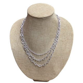 3 Layer Chain Necklace Silver