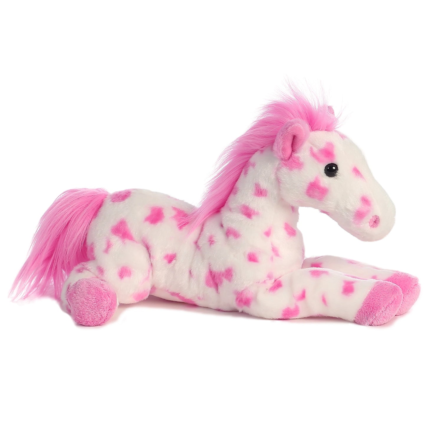 White & Pink Dotted Horse Stuffy