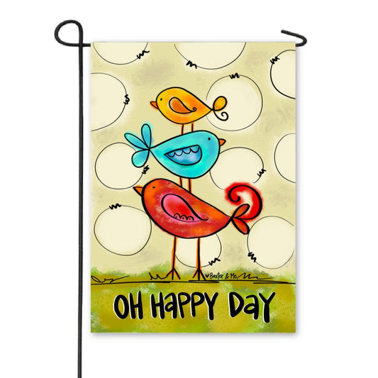 Oh Happy Day Bird Trio Garden Flag