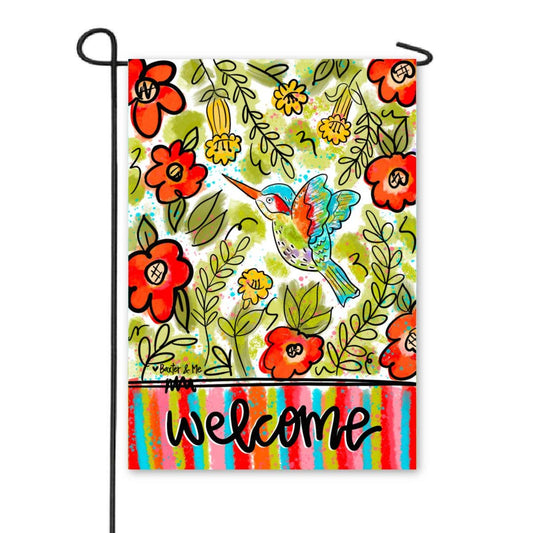 Hummingbird Floral Garden Flag