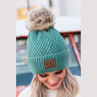 CC Zig Zag Pom Beanie
