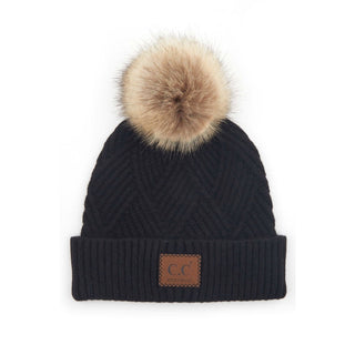 CC Zig Zag Pom Beanie