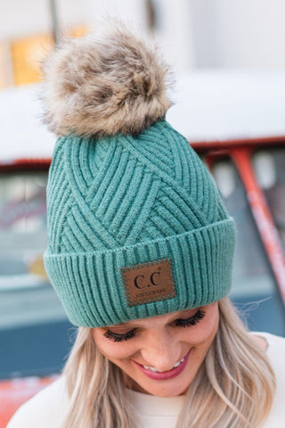 CC Zig Zag Pom Beanie