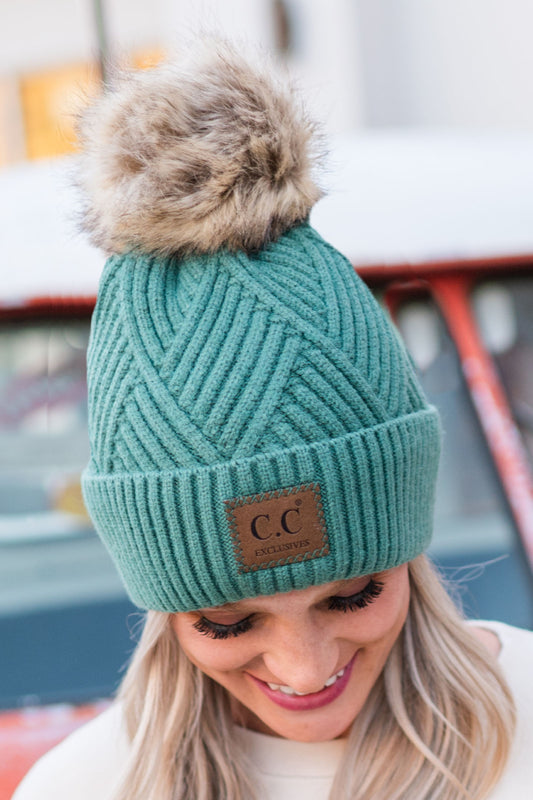 CC Zig Zag Pom Beanie