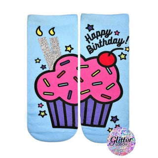 Birthday Cupcake Glitter Ankle Socks