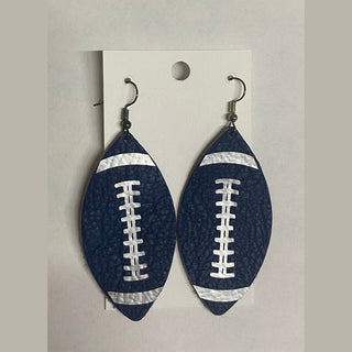 blue & sliver football earrings