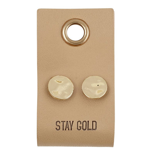 Circle Earrings on Leather Tag
