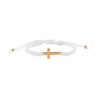Threads of Faith Cross Bracelet White