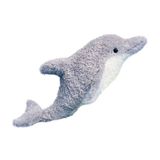 Denny plush dolphin toy in gray and white Kohair material with floppy weighted body