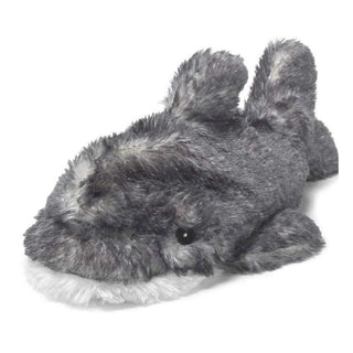 Gray and white plush dolphin Warmies microwavable lavender weighted sensory toy with fluffy texture