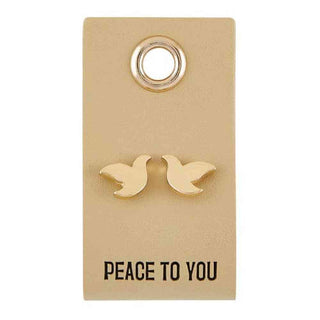 Dove Earrings on Leather Tag
