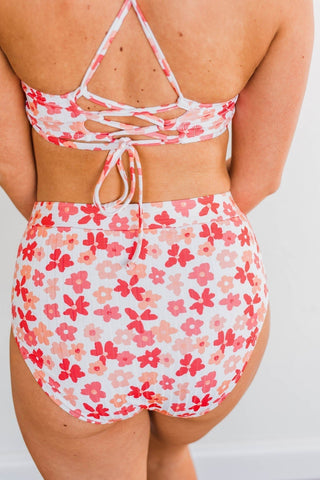 Peach & Coral High Rise Swim Bottoms