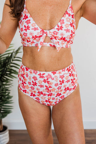 Peach & Coral High Rise Swim Bottoms