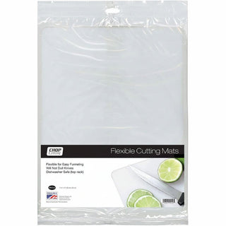 Cloud White flexible cutting mat in packaging with knife slicing lime for food prep