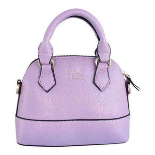 Pastel lavender pebbled faux leather kids purse with dual top handles and side zipper