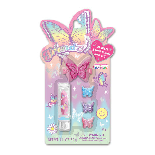 Butterfly Hair Clip and Lip Gloss Set