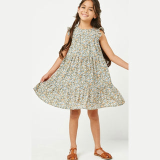 Girls Ruffle Sleeve Floral Dress