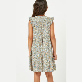 Girls Ruffle Sleeve Floral Dress