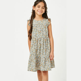 Girls Ruffle Sleeve Floral Dress