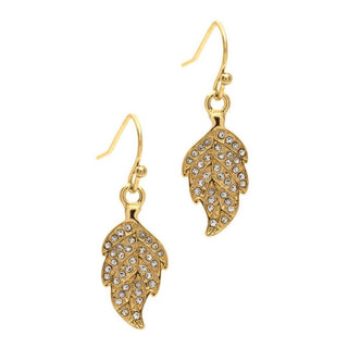 Gold Crystal Leaf Drop Earrings