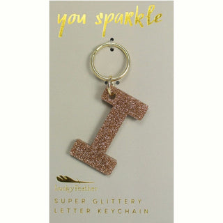 Gold Glitter Letter Keychain