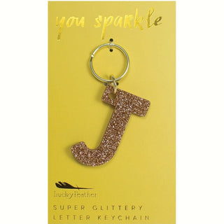 Gold Glitter Letter Keychain