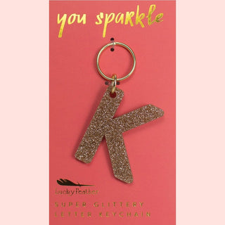 Gold Glitter Letter Keychain
