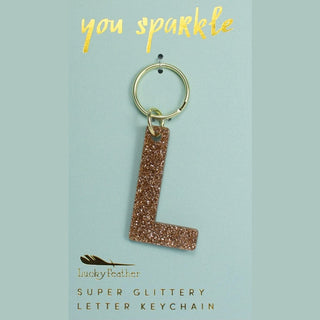 Gold Glitter Letter Keychain