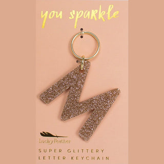 Gold Glitter Letter Keychain