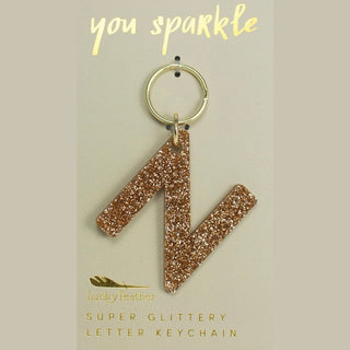 Gold Glitter Letter Keychain