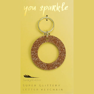 Gold Glitter Letter Keychain