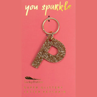 Gold Glitter Letter Keychain