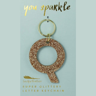 Gold Glitter Letter Keychain