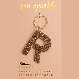 Gold Glitter Letter Keychain