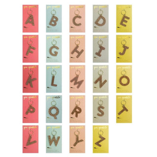 Gold Glitter Letter Keychain