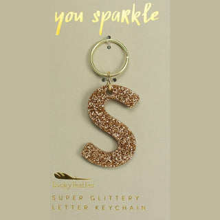 Gold Glitter Letter Keychain