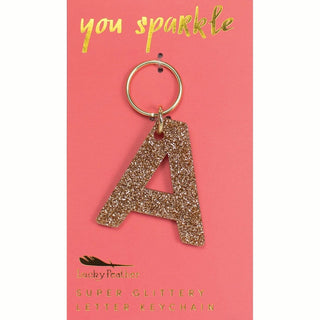 Gold Glitter Letter Keychain