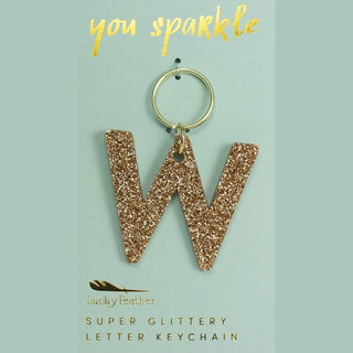 Gold Glitter Letter Keychain