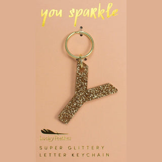 Gold Glitter Letter Keychain