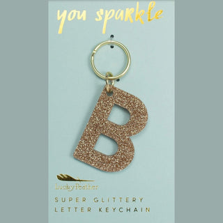 Gold Glitter Letter Keychain
