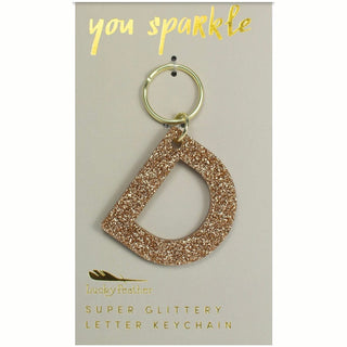 Gold Glitter Letter Keychain