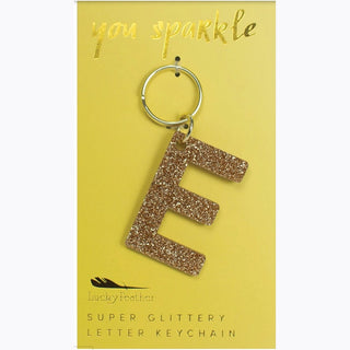 Gold Glitter Letter Keychain