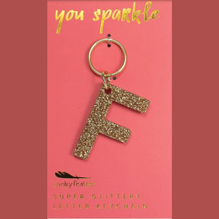 Gold Glitter Letter Keychain