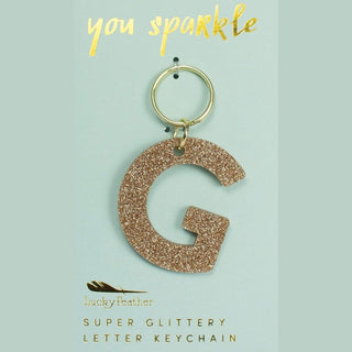 Gold Glitter Letter Keychain