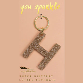 Gold Glitter Letter Keychain