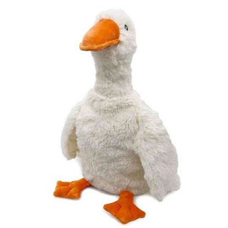 White plush goose microwavable Warmies with orange beak and webbed feet
